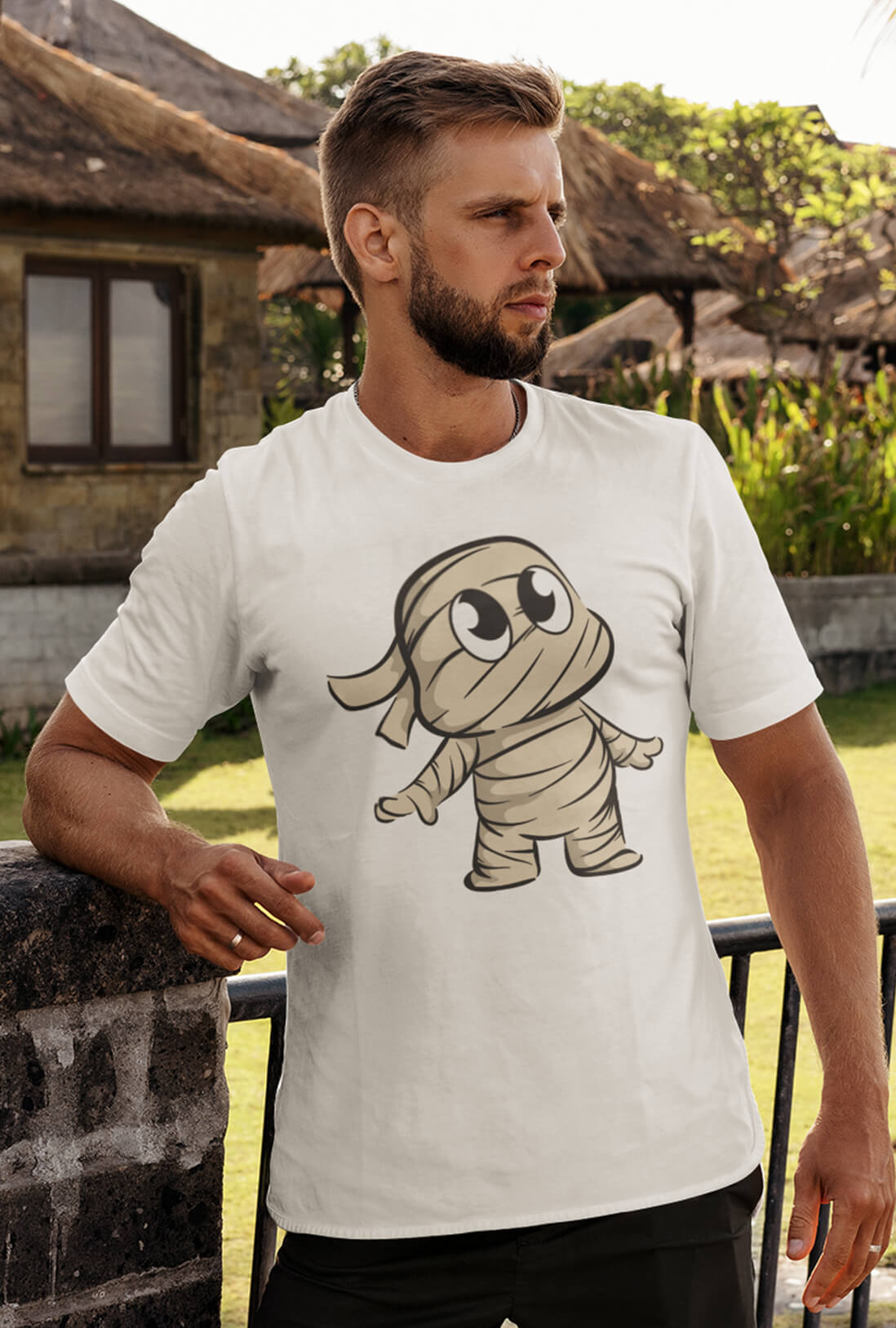 Mummy Cartoon Men's Cotton T-Shirt