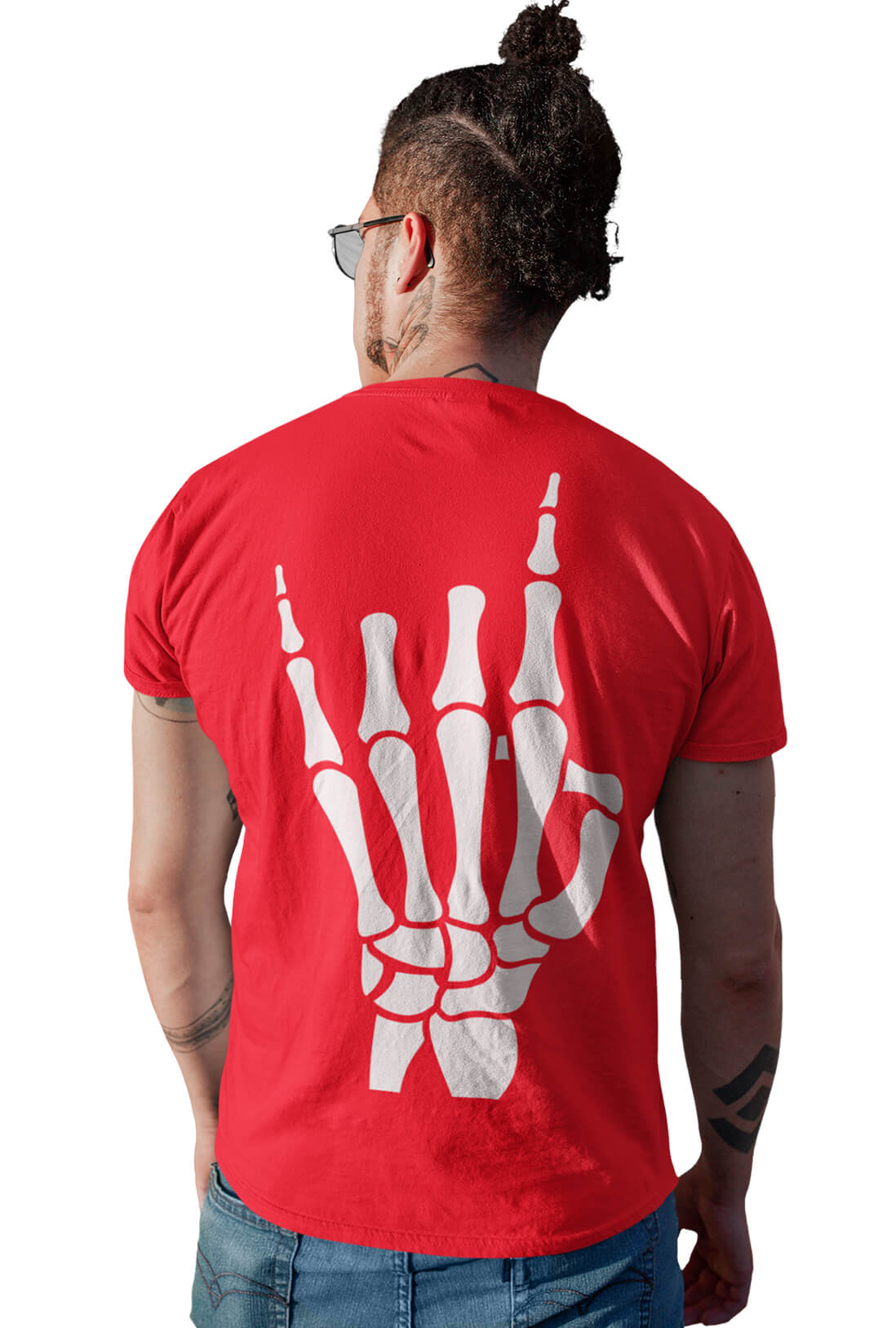 Skeleton Hand Men's Back Print T-Shirt