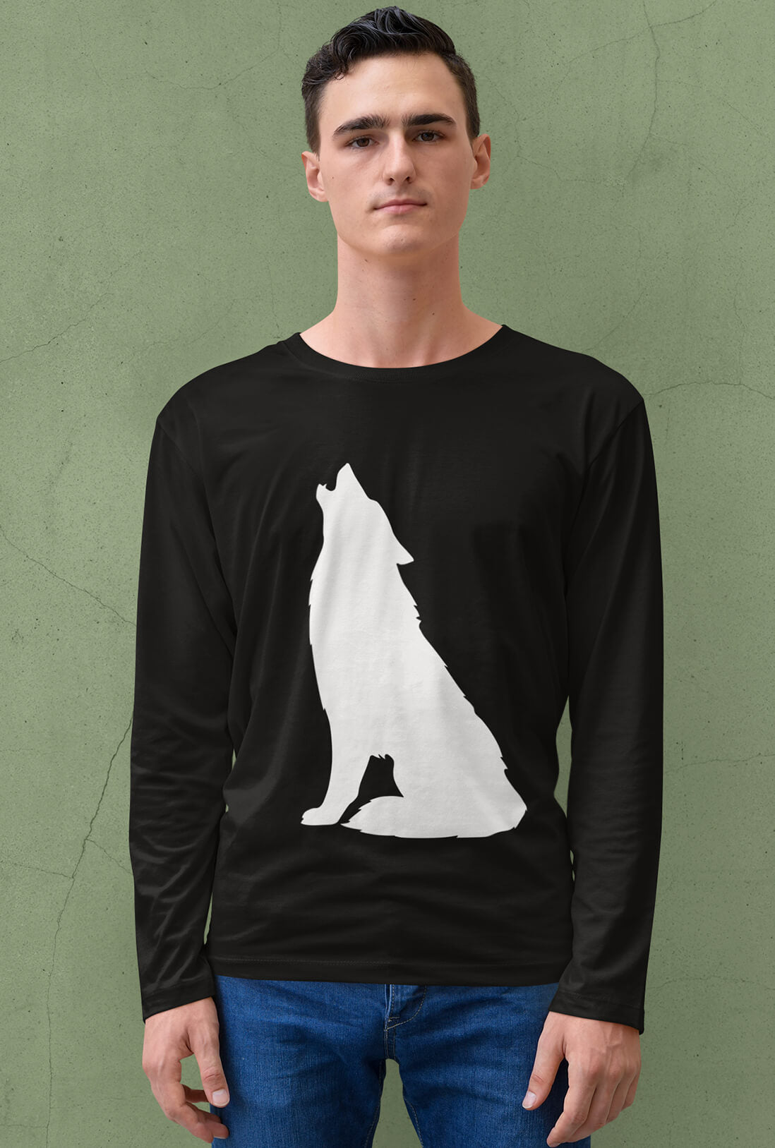 Wolf Men's Full Sleeve Cotton T-Shirt