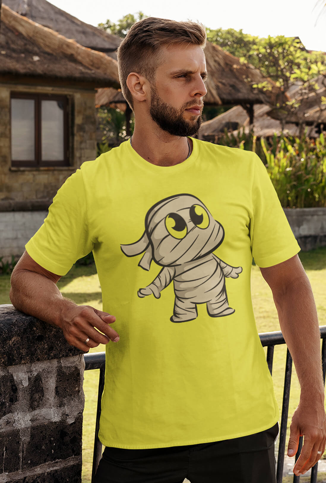 Mummy Cartoon Men's Cotton T-Shirt