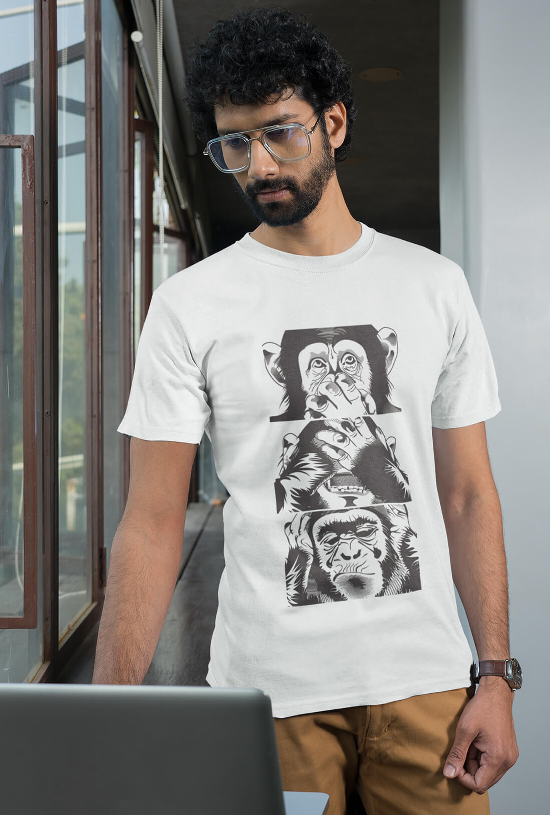 Three Wise Monkey's Men's Cotton T-Shirt