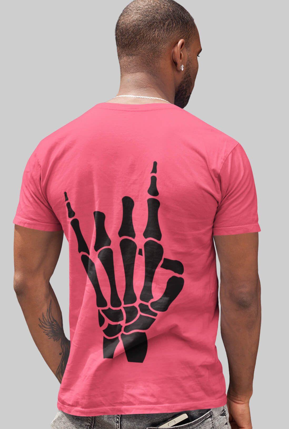 Skeleton Hand Men's Back Print T-Shirt