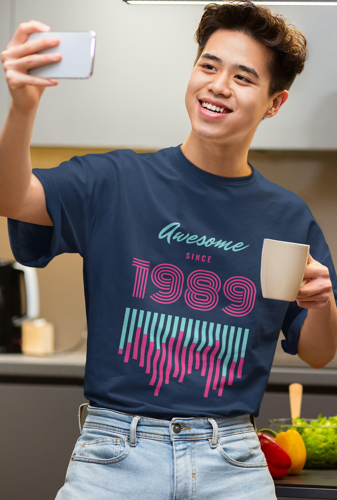 Awesome Men's Navy Blue Oversized T-Shirt