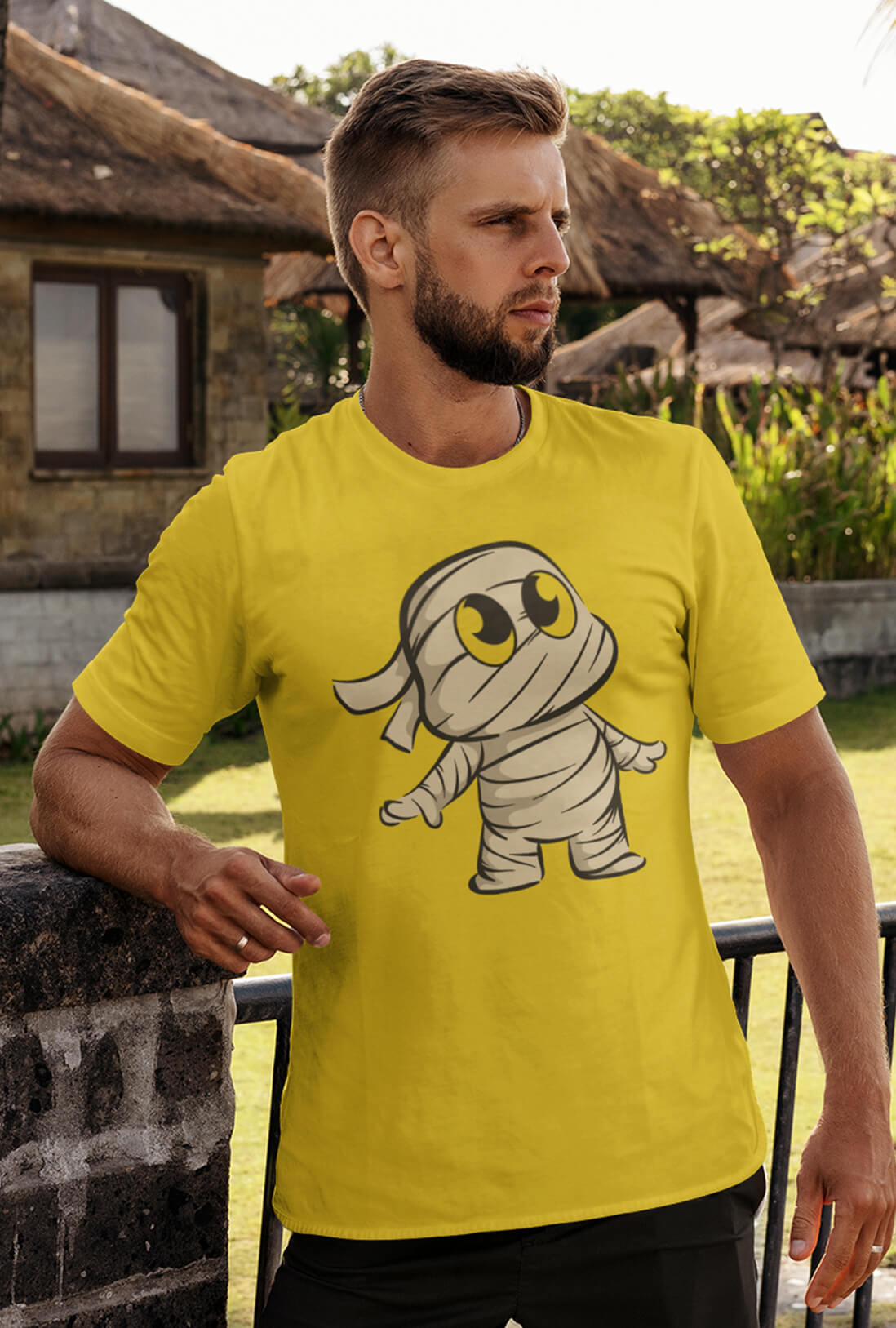 Mummy Cartoon Men's Cotton T-Shirt