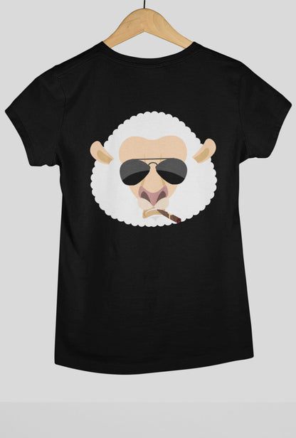 Sheep In Glasses Women's Back Printed Cotton T-Shirt