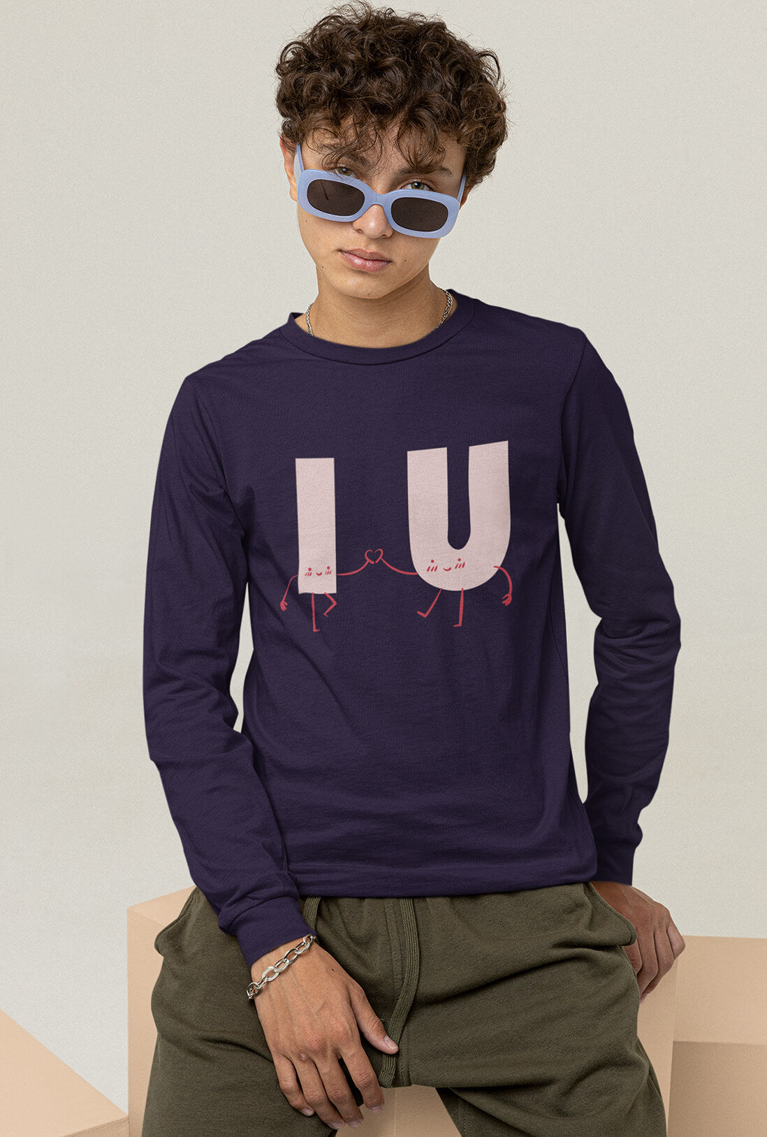 I Love U Men's Full Sleeve Cotton T-Shirt