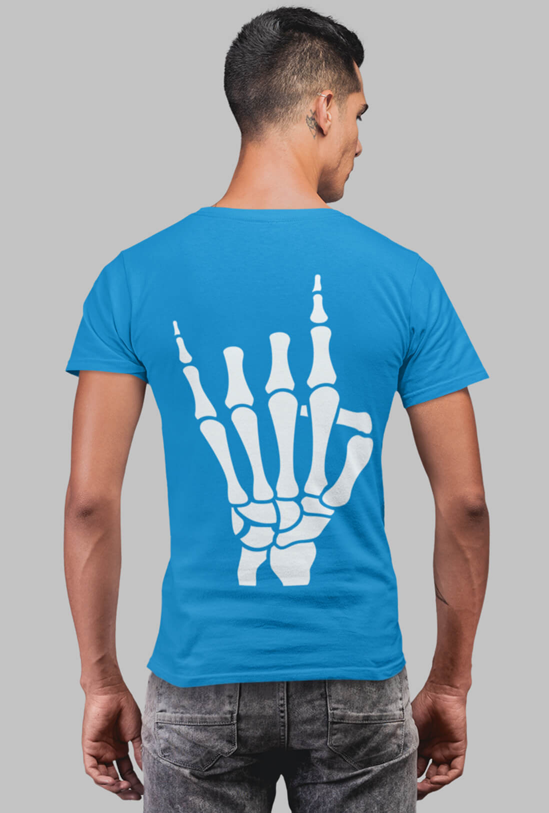 Skeleton Hand Men's Back Print T-Shirt