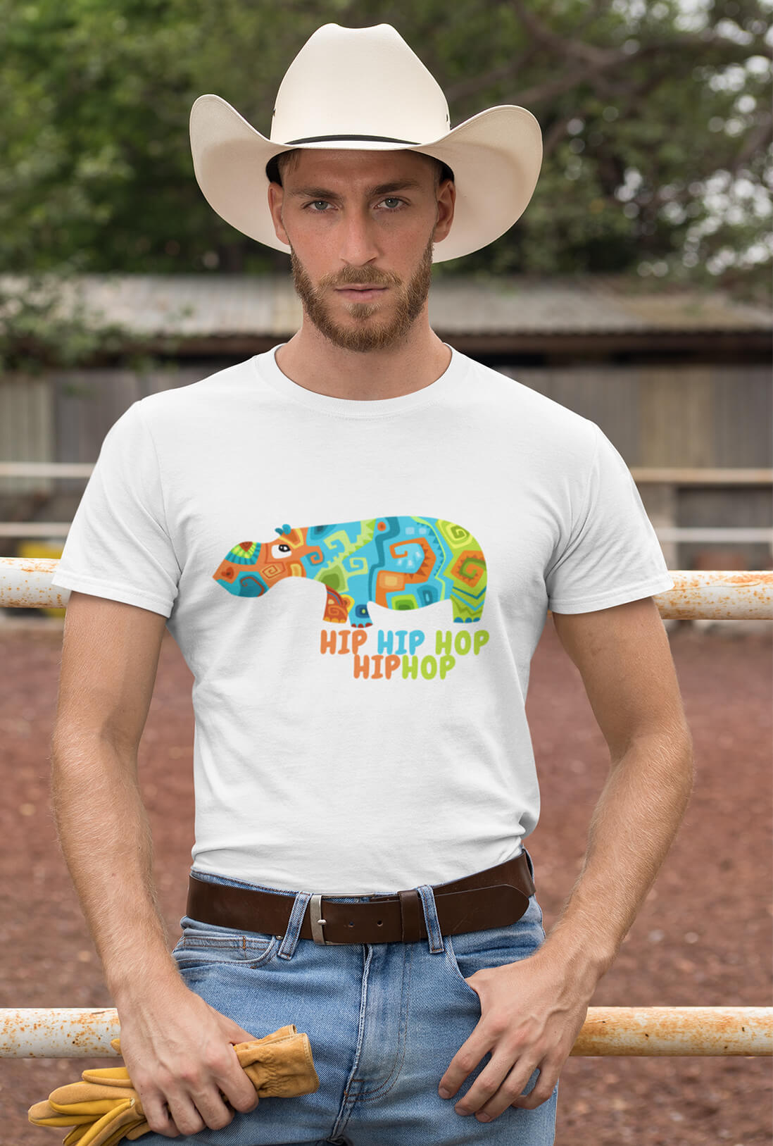 Colorful Hippo Men's Cotton T-Shirt