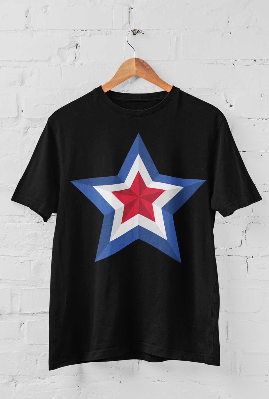 Blue White & Red Star Men's Cotton T-Shirt