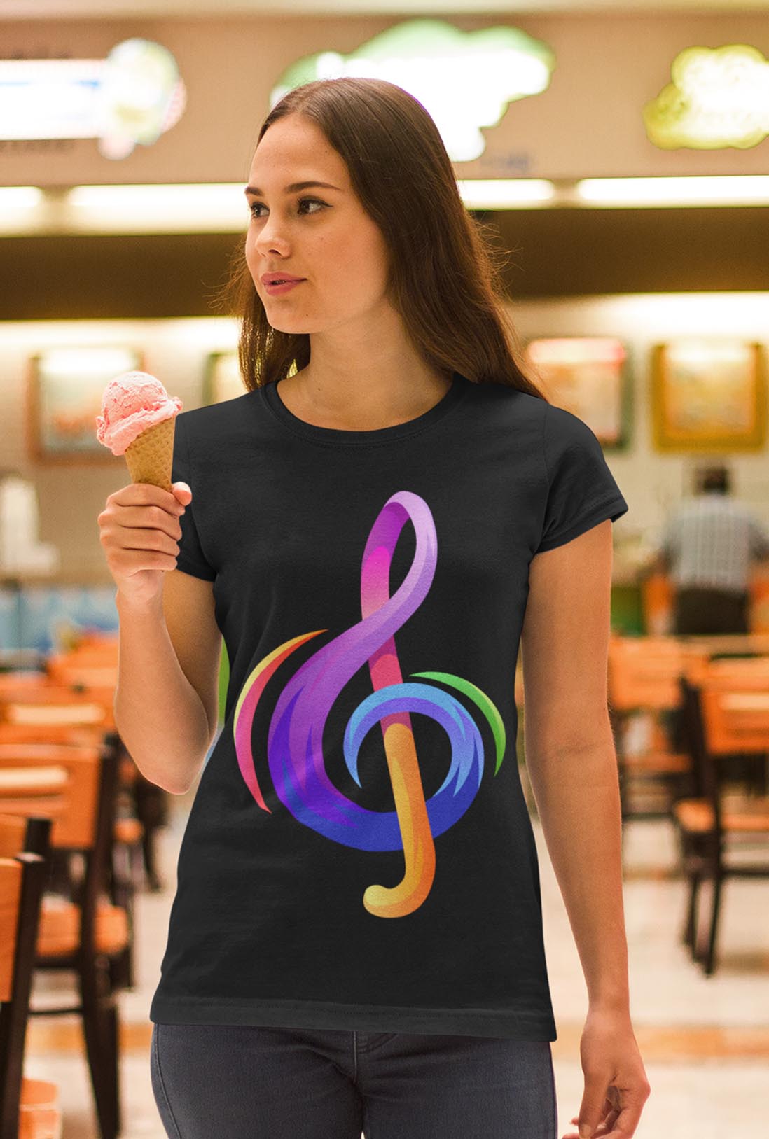 Colorful Music Sign Women's Cotton T-Shirt