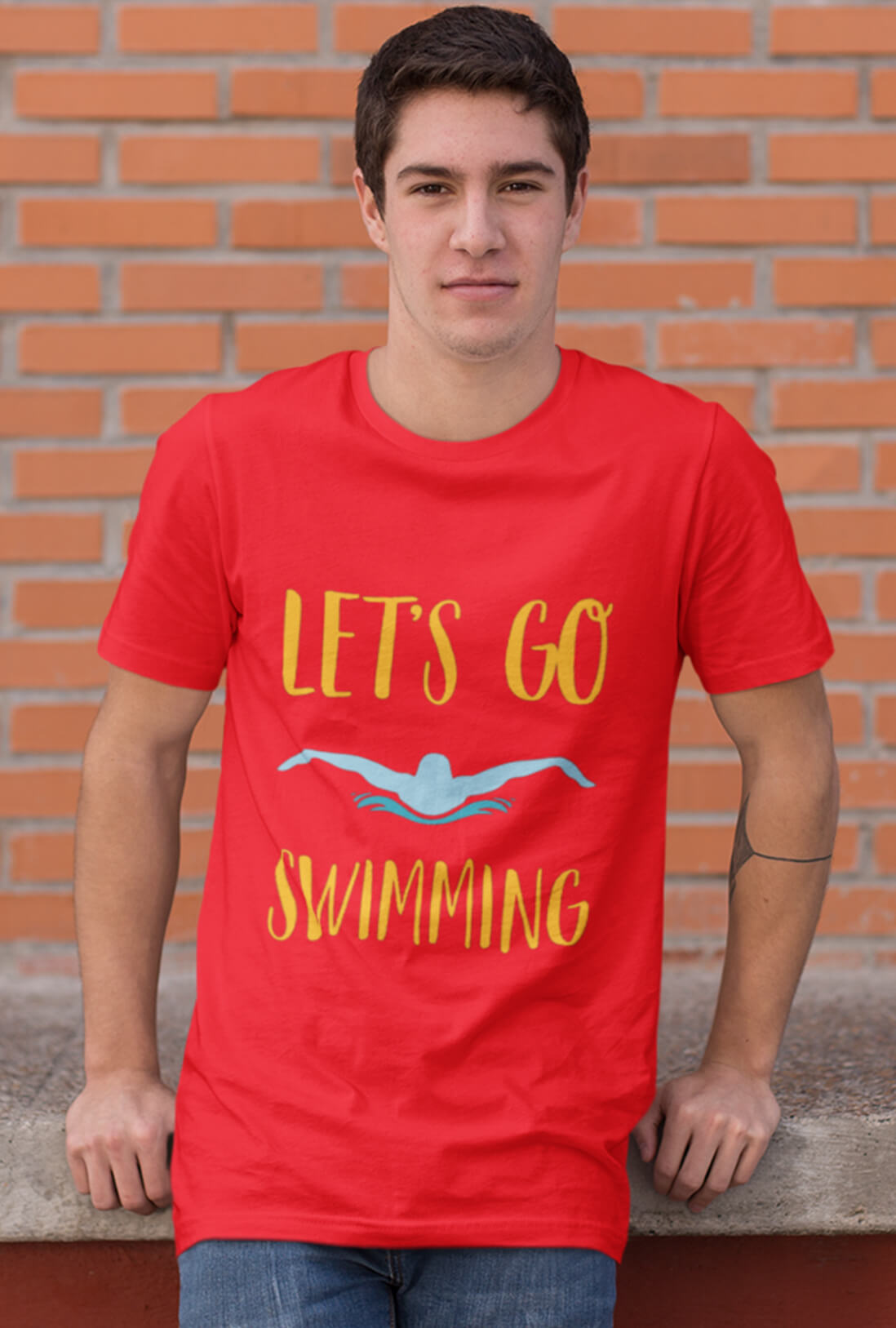 Let's Go Swimming Men's Cotton T-Shirt