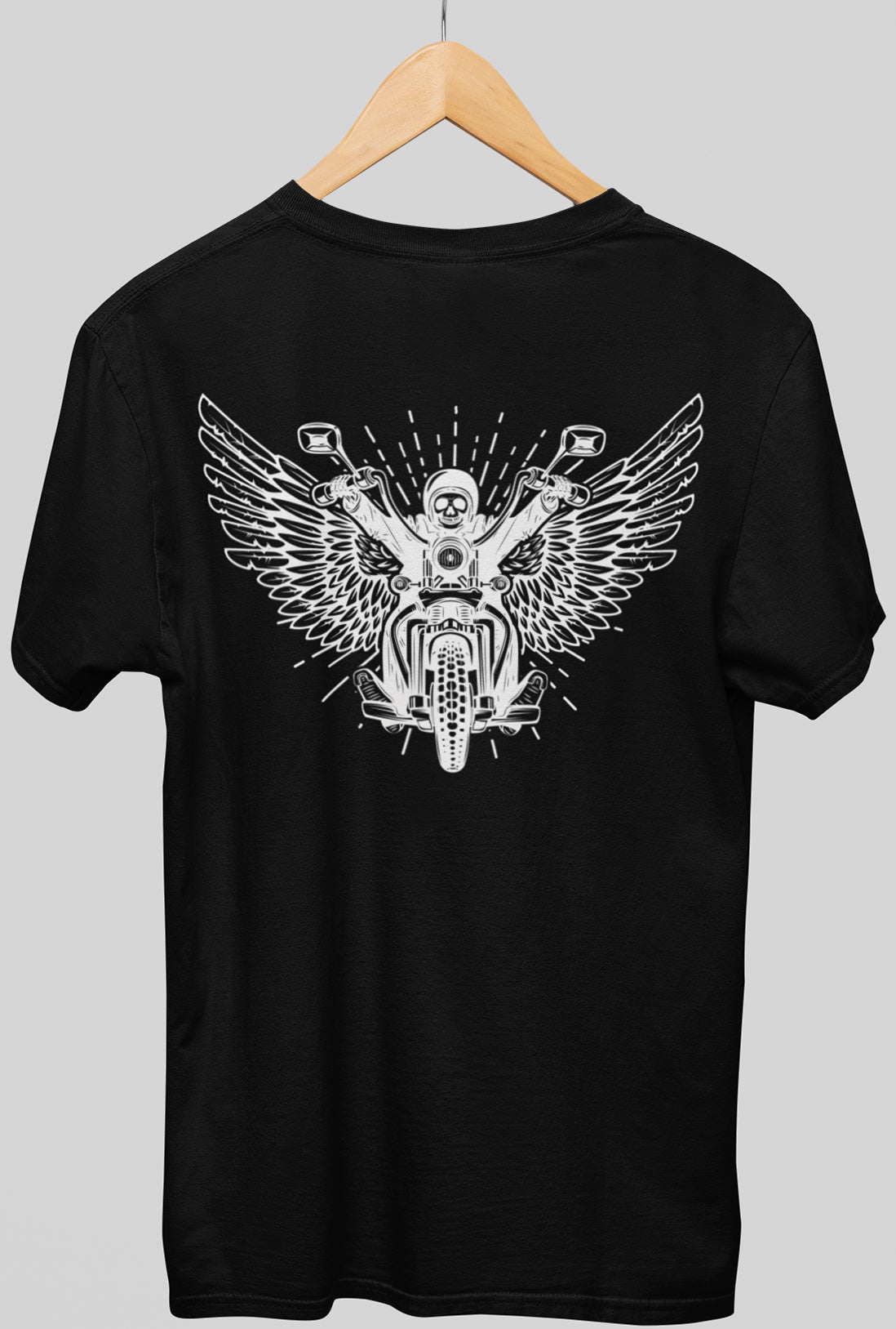 Flying Motorcycle Men's Back Print T-Shirt