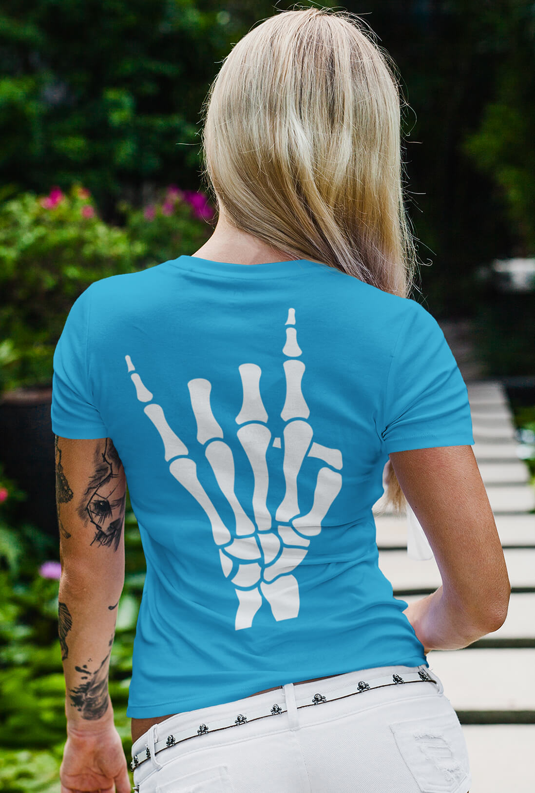 Skeleton Hand Women's Back Print T-Shirt