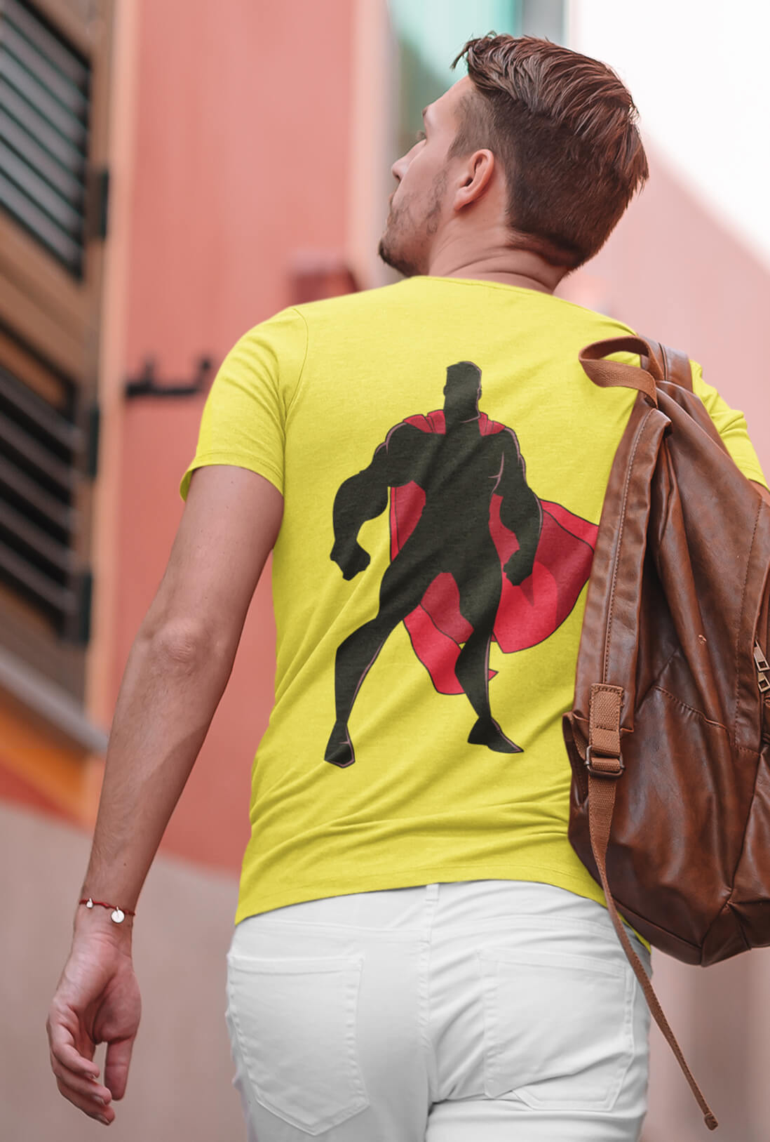 Superhero Character Men's Back Print T-Shirt