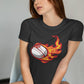 Cricket Ball On Fire Women's Cotton T-Shirt
