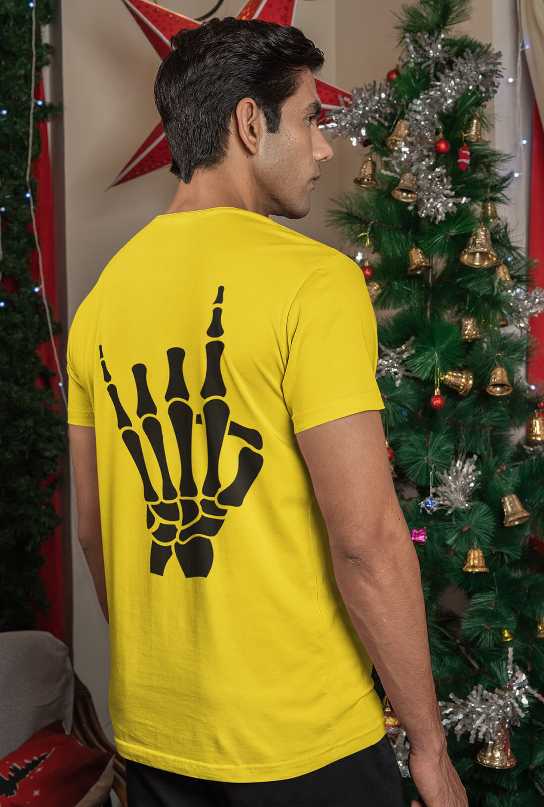 Skeleton Hand Men's Back Print T-Shirt