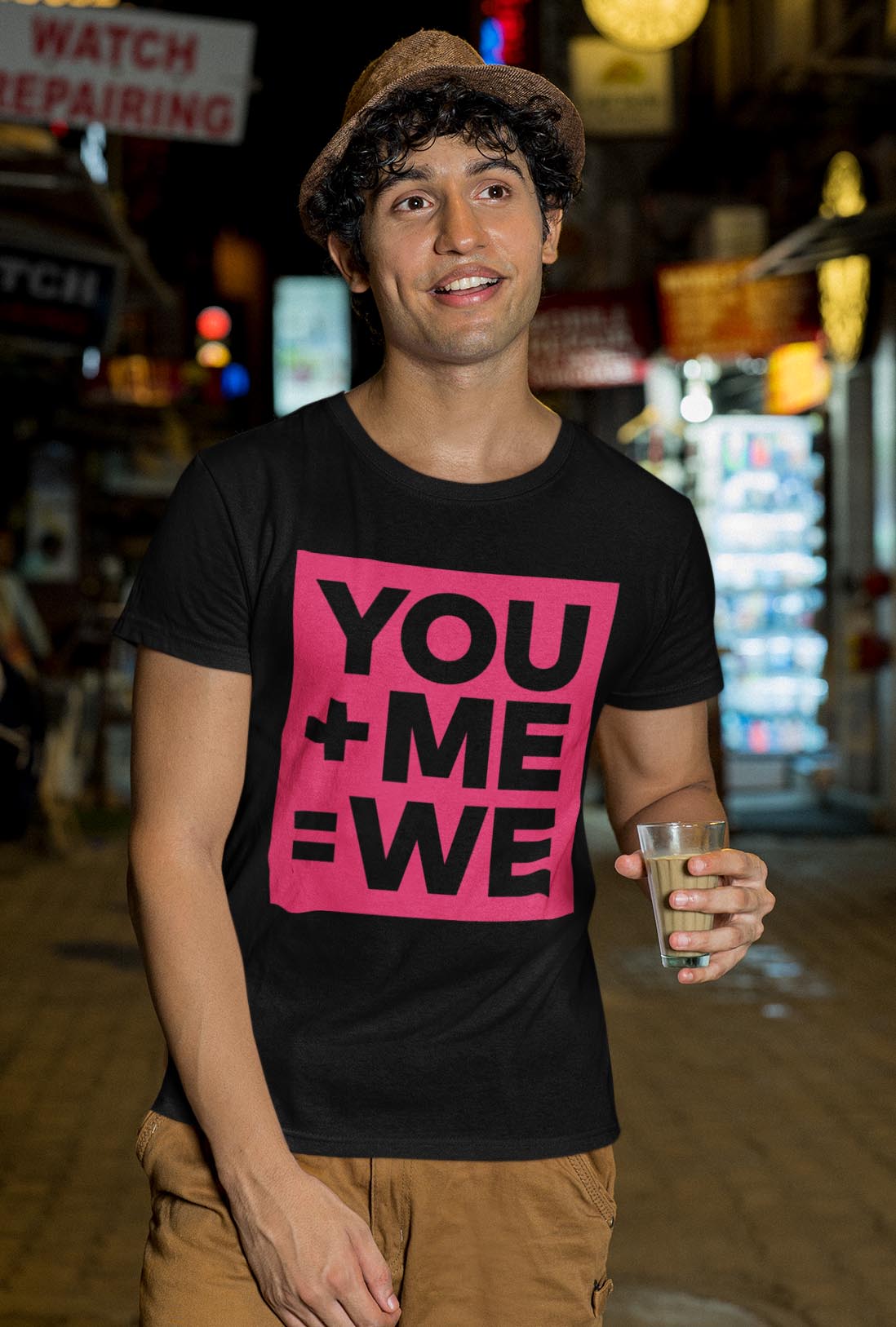 You Plus Me Equal To We Men's Cotton T-Shirt