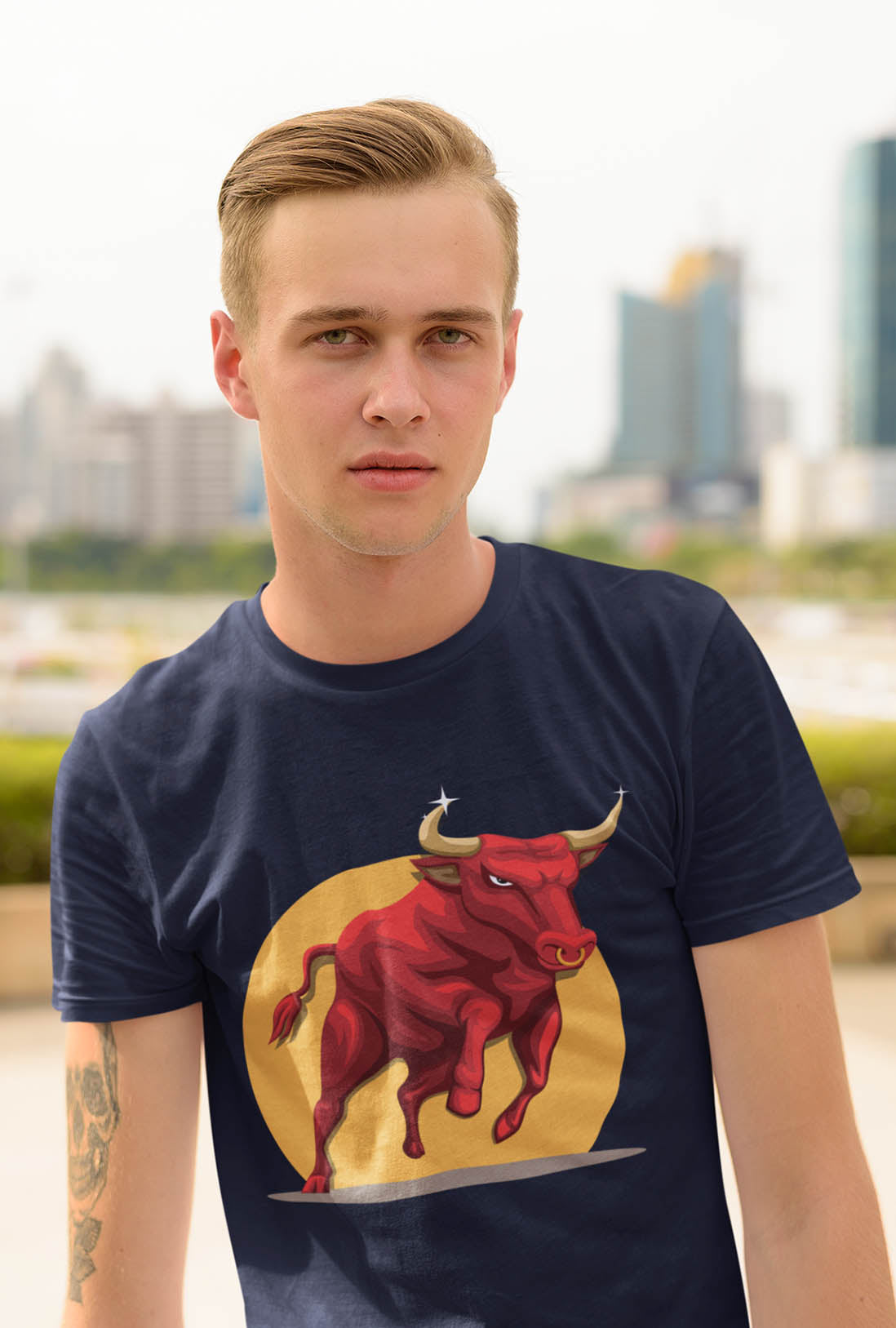 Running Bull Men's Cotton T-Shirt