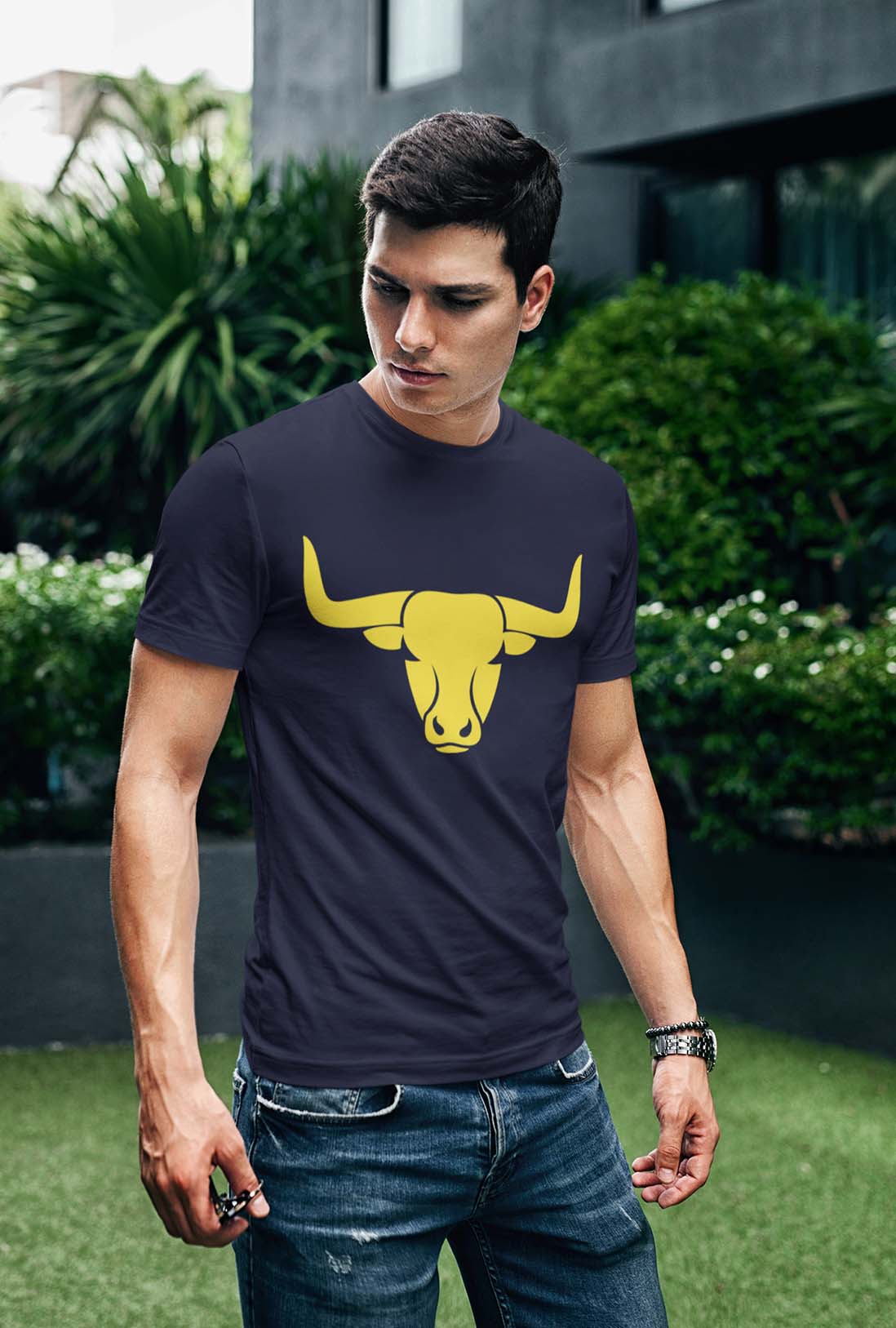 Bull Face Men's Cotton T-Shirt