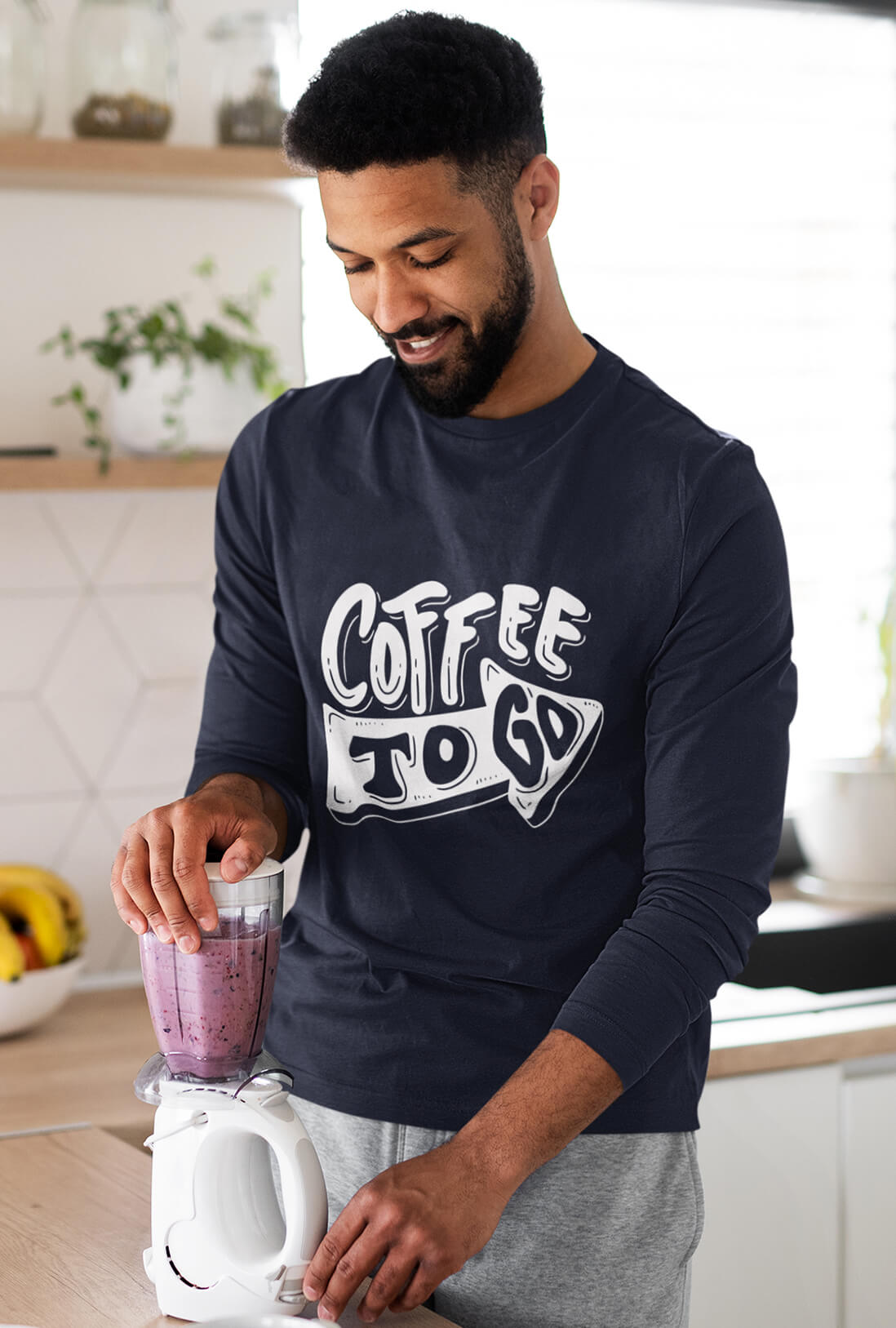 Coffee To Go Men's Full Sleeve Cotton T-Shirt