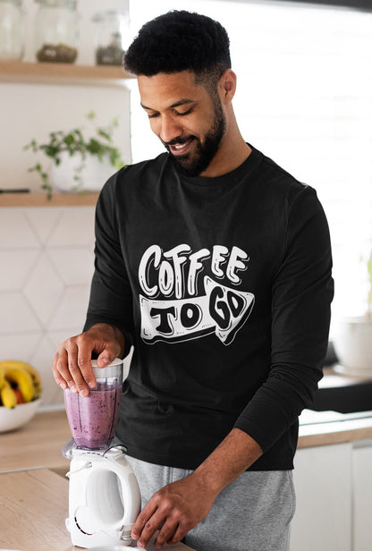 Coffee To Go Men's Full Sleeve Cotton T-Shirt