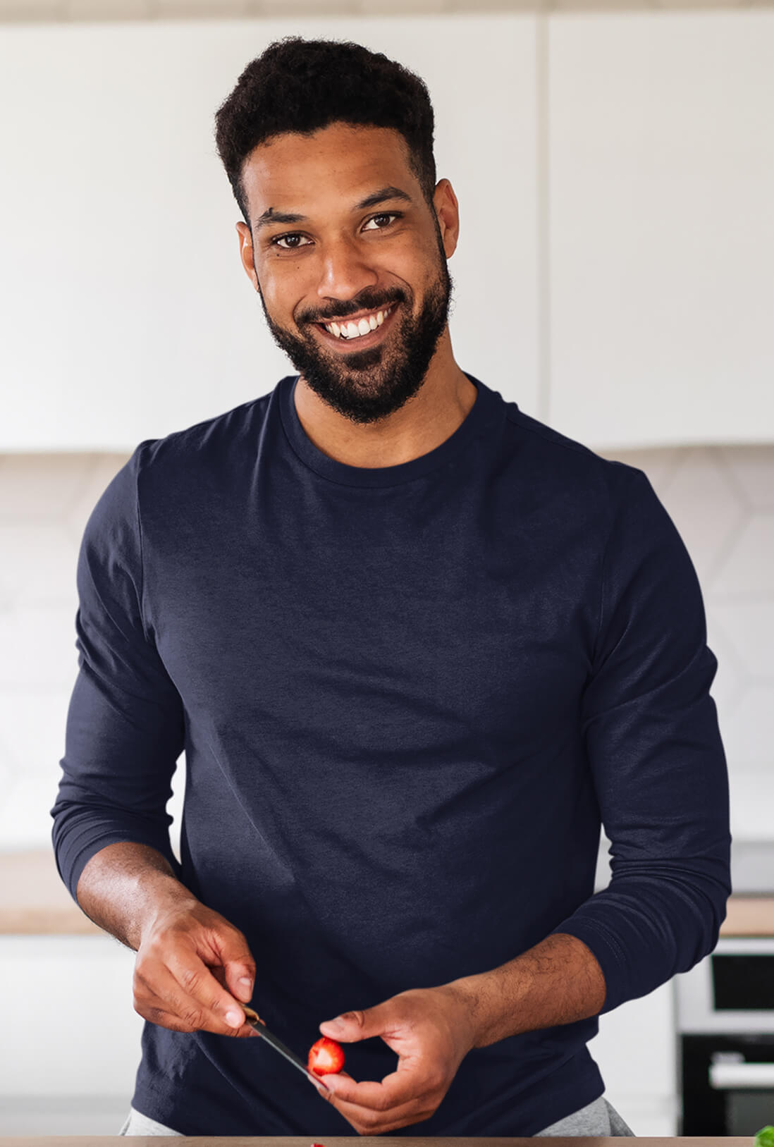 Men's Navy Blue Full Sleeve Cotton T-Shirts