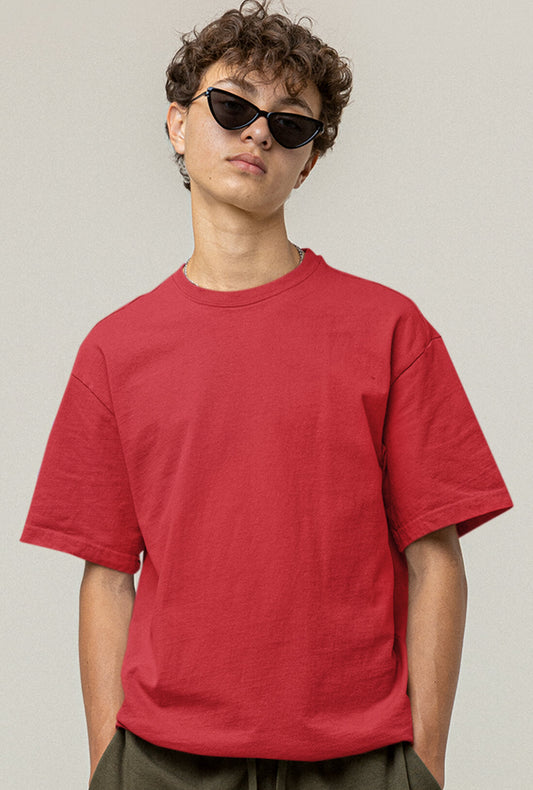 Men's Solid Maroon Oversized T-Shirts