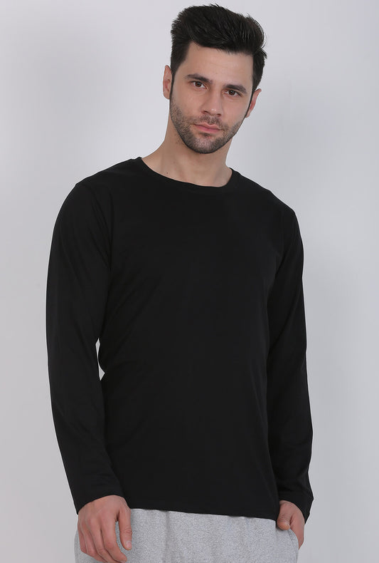 Men's Black Full Sleeve Cotton T-Shirts