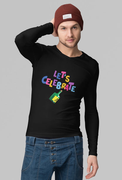 Let's Celebrate Men's Full Sleeve Cotton T-Shirt