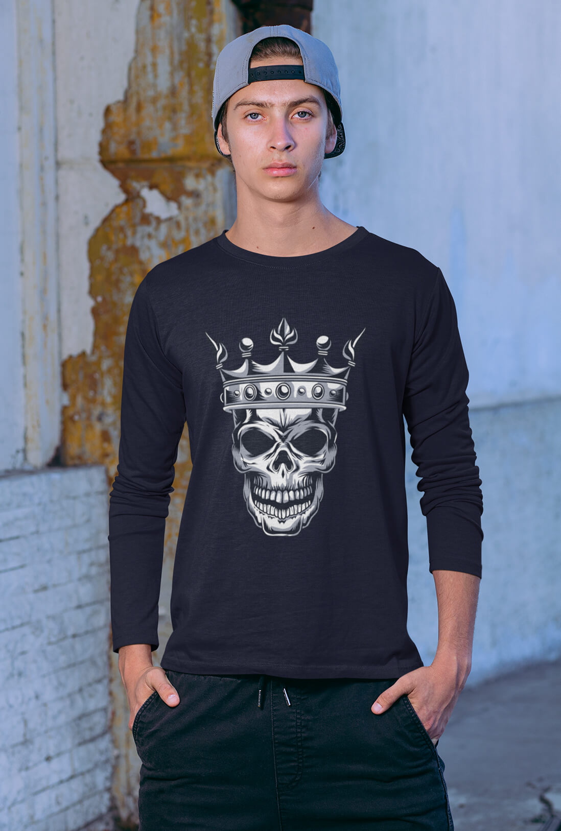 Skull Wear Crown Men's Full Sleeve Cotton T-Shirt