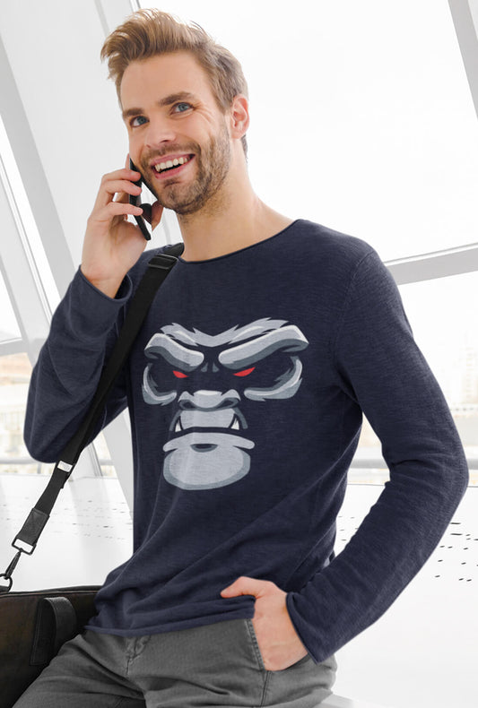 Gorilla Face Men's Full Sleeve Cotton T-Shirt