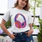 Colorful Headphones Women's Cotton T-Shirt