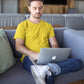 Men's Plain Cheerful Yellow Cotton T-Shirt