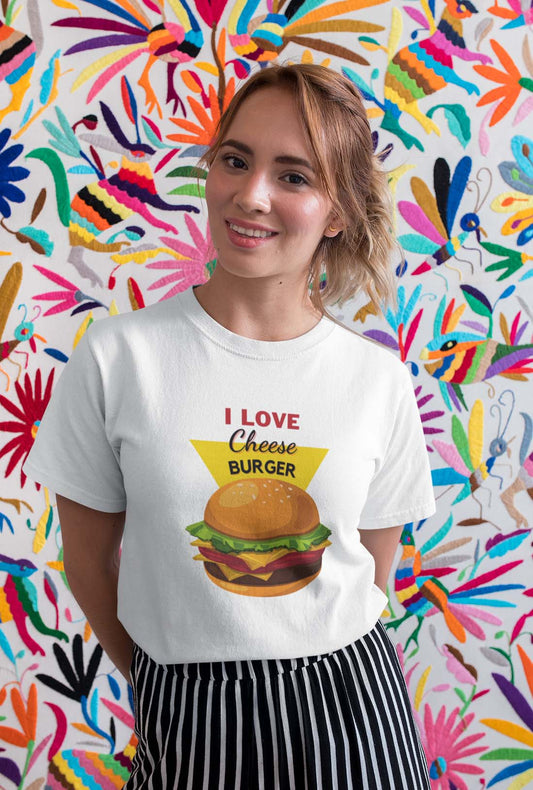 I Love Cheese Burger Women's Cotton T-Shirt