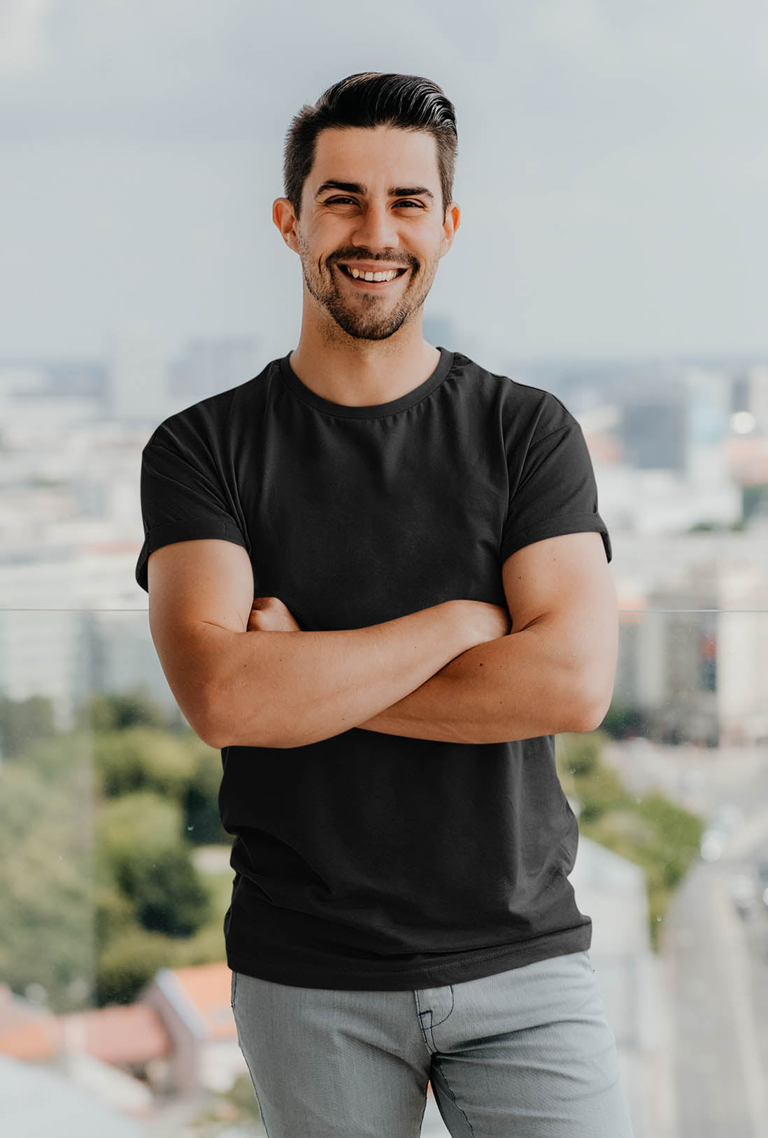 Men's Plain Black Cotton T-Shirt