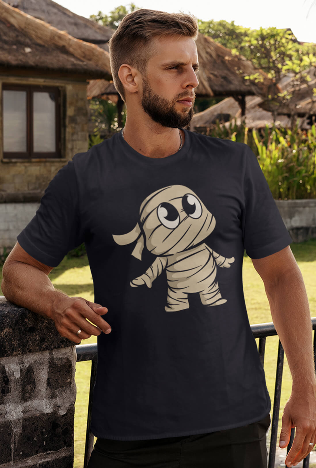 Mummy Cartoon Men's Cotton T-Shirt