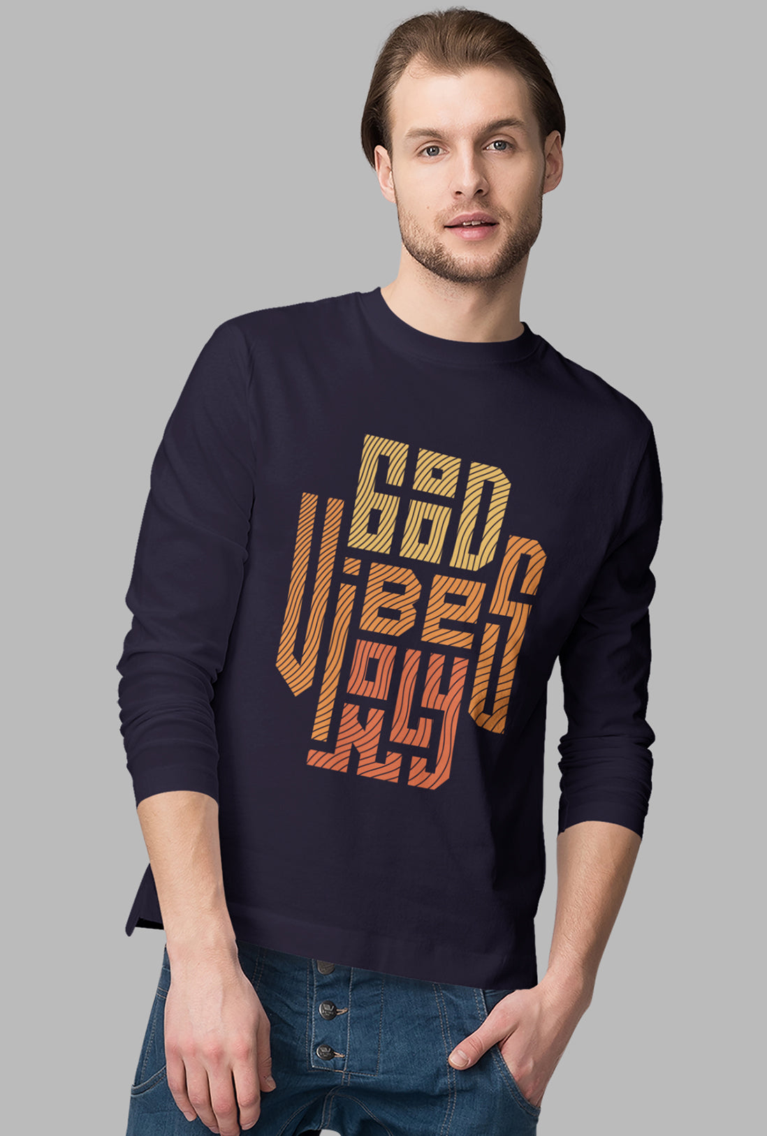 Good Vibes Only Men's Full Sleeve Cotton T-Shirt