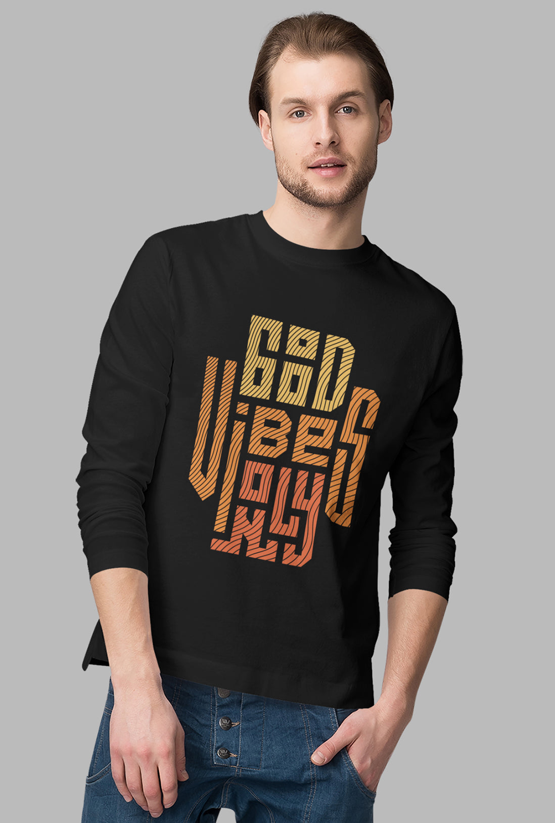 Good Vibes Only Men's Full Sleeve Cotton T-Shirt