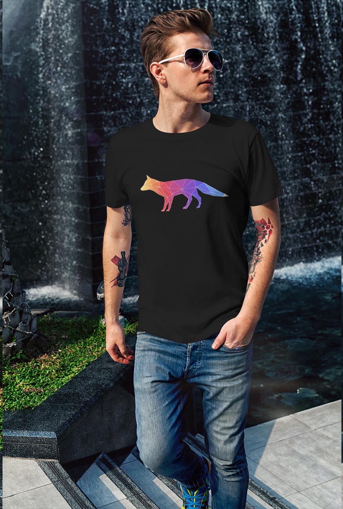 Colorful Fox Men's Cotton T-Shirt