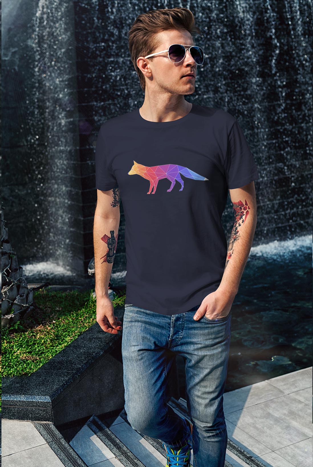 Colorful Fox Men's Cotton T-Shirt