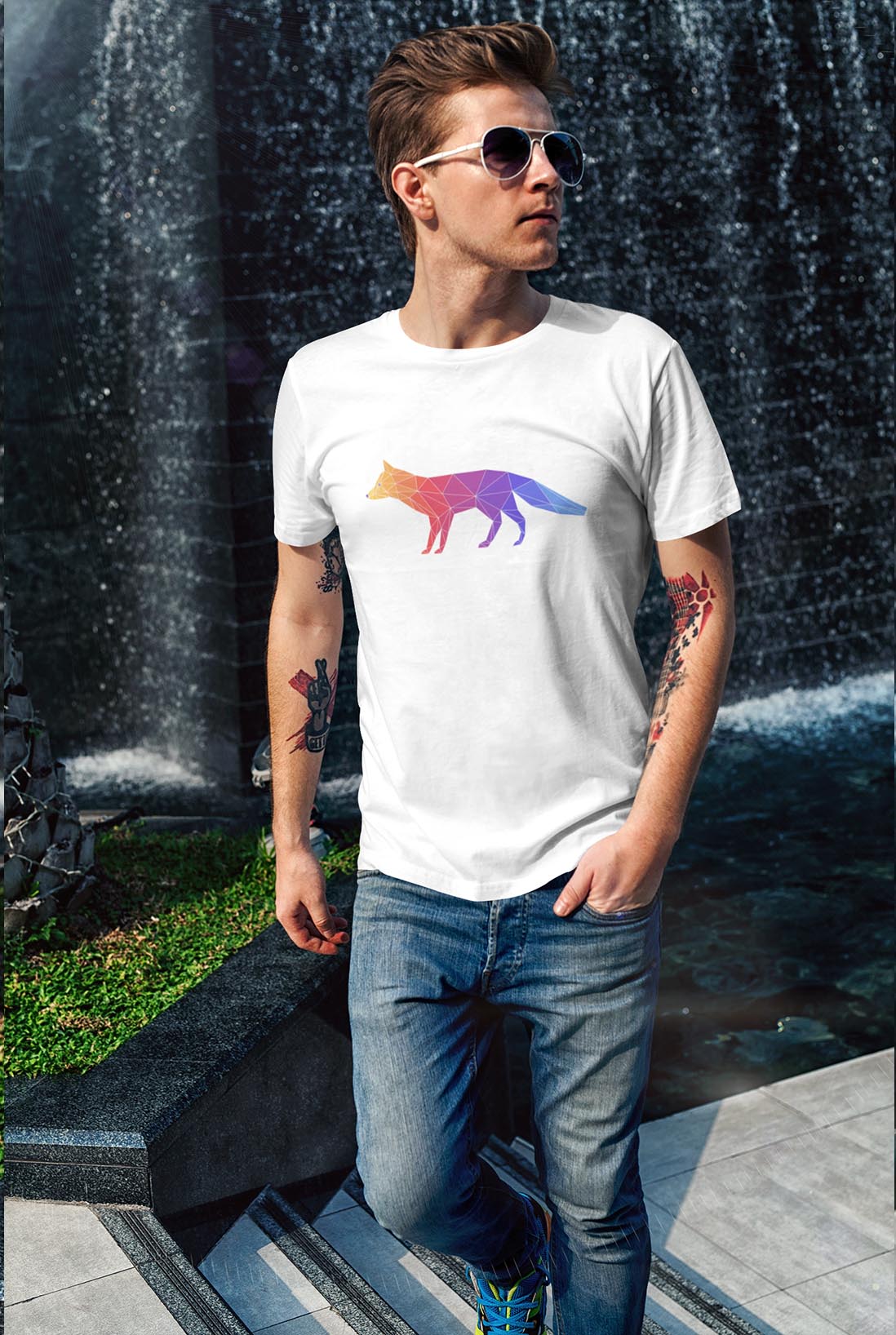 Colorful Fox Men's Cotton T-Shirt