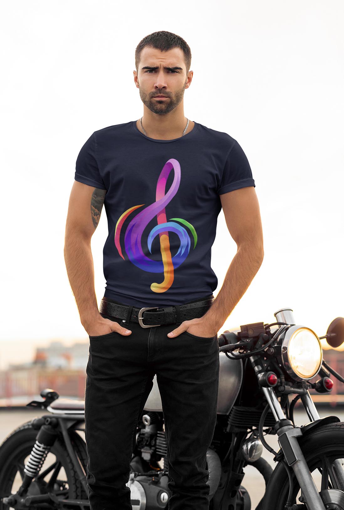 Colorful Music Sign Men's Cotton T-Shirt