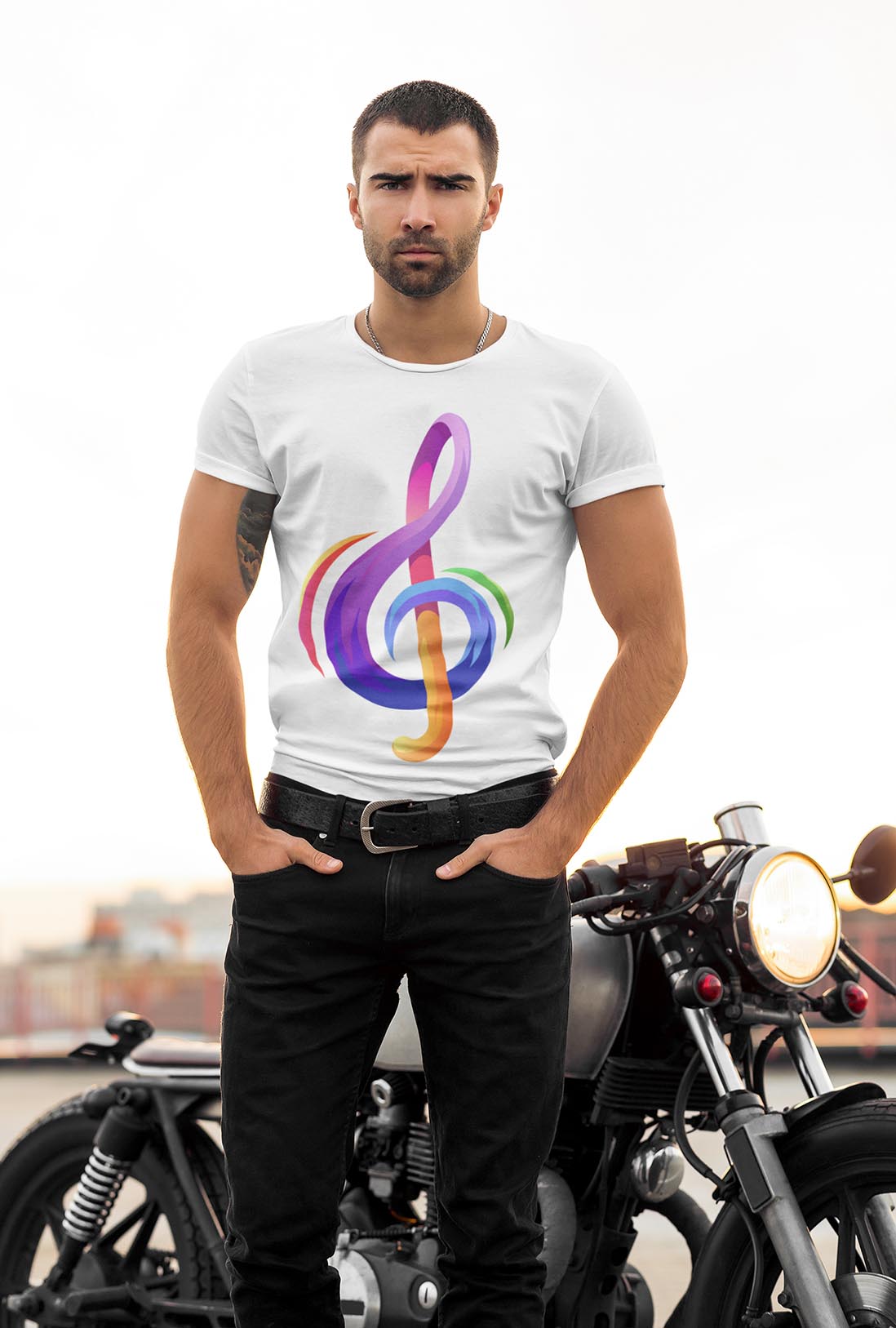 Colorful Music Sign Men's Cotton T-Shirt