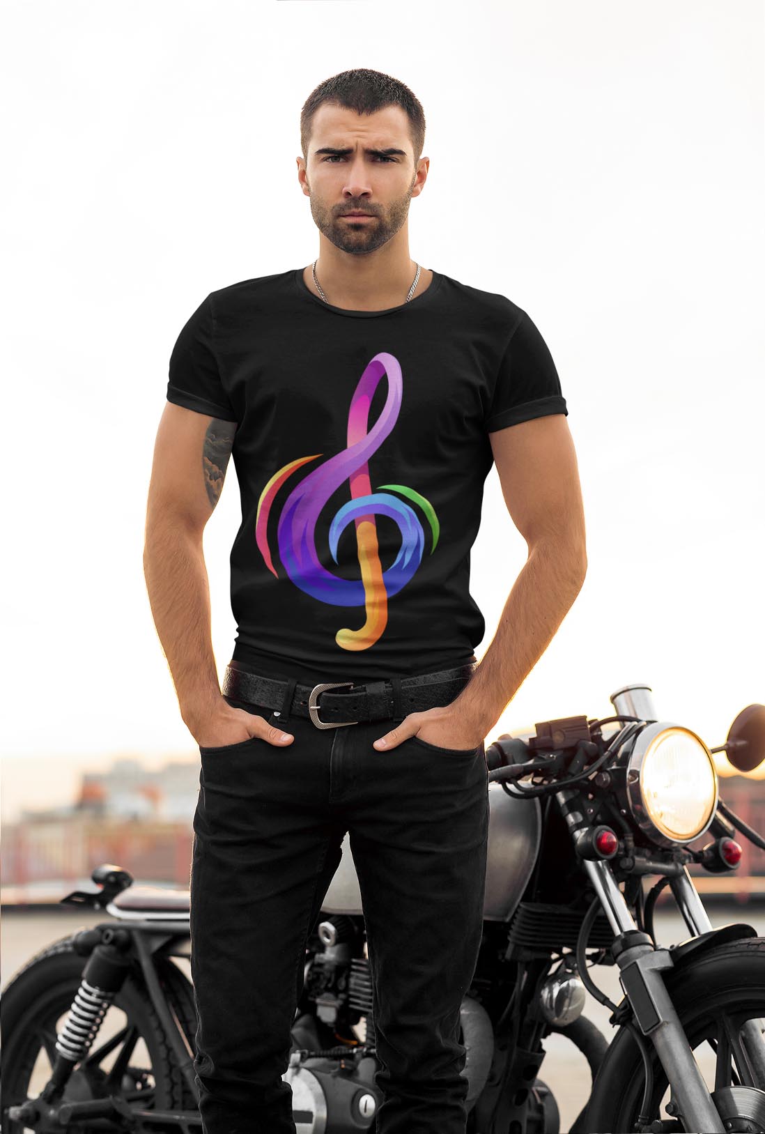 Colorful Music Sign Men's Cotton T-Shirt