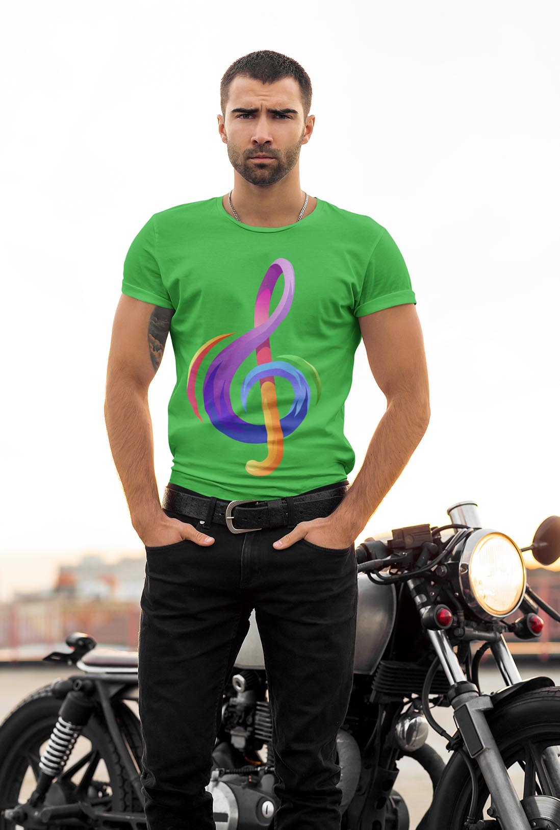 Colorful Music Sign Men's Cotton T-Shirt