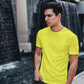 Men's Plain Light Lemon Yellow  Cotton T-Shirt